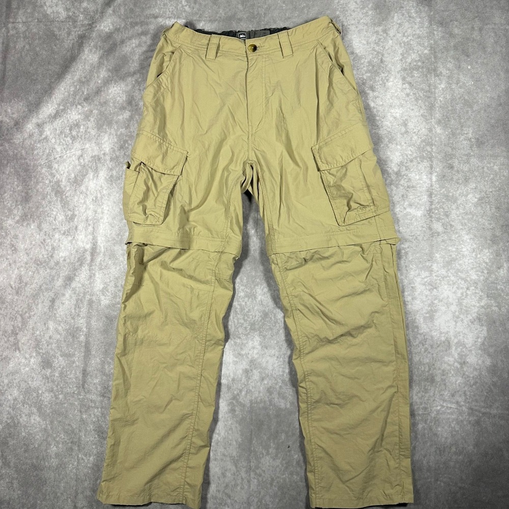 REI Sahara Convertible Cargo Pants Mens 28x30 Khaki Tan Hiking Zip Off Outdoor